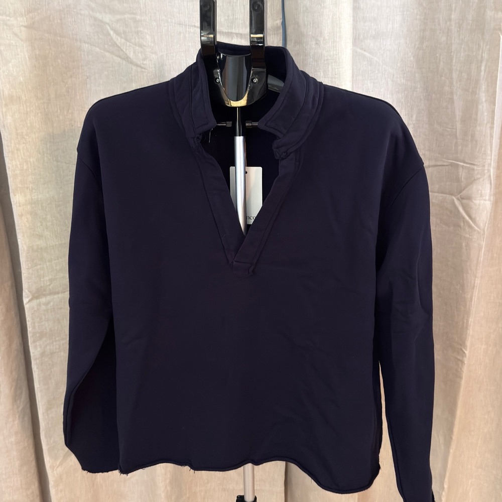 Quince Organic French Terry Henley XL Deep Navy 100% Cotton NWT